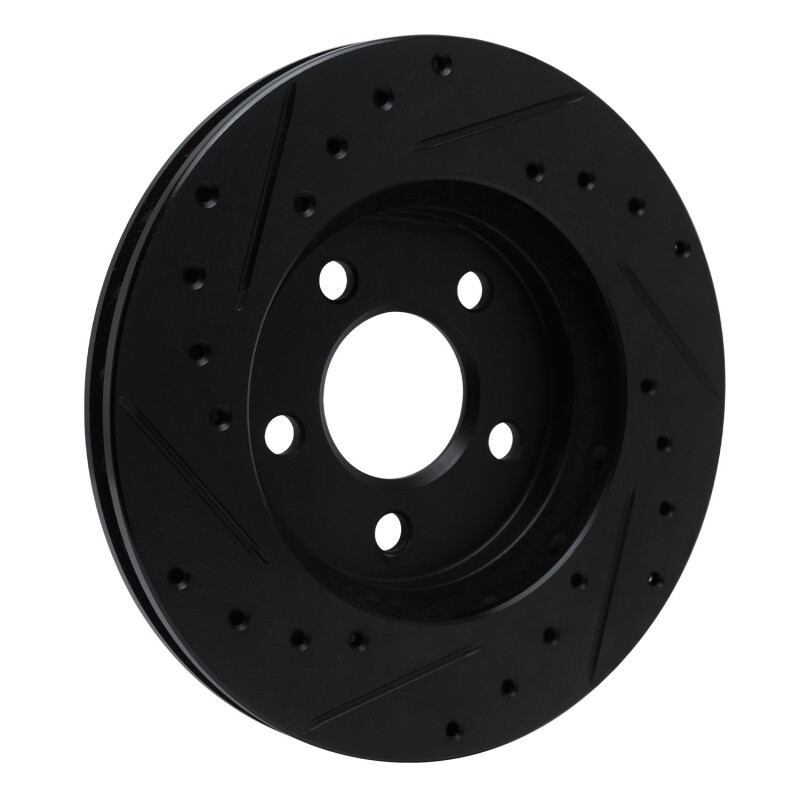 Chrysler Town & Country Brake Rotor (1) - Front Right - R1 Concepts - Drilled & Slotted - Black - `96-`00